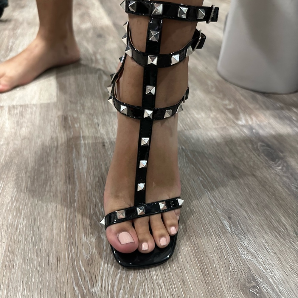 Studded chunky heels